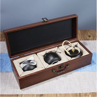 Hộp ấm trà phong cách Nhật Bản cổ điển tráng men sứ cao cấp