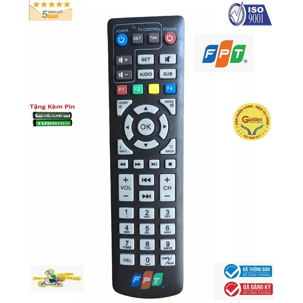 Điều khiển đầu box FPT loại tốt ,Remote từ xa đầu mạng FPT hàng chính hãng