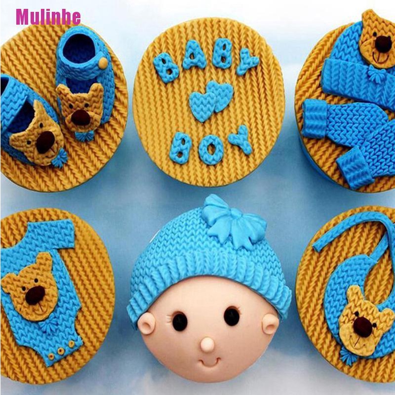 Khuôn silicone Tạo Hình Đan Len Em Bé Trang Trí Bánh Kem