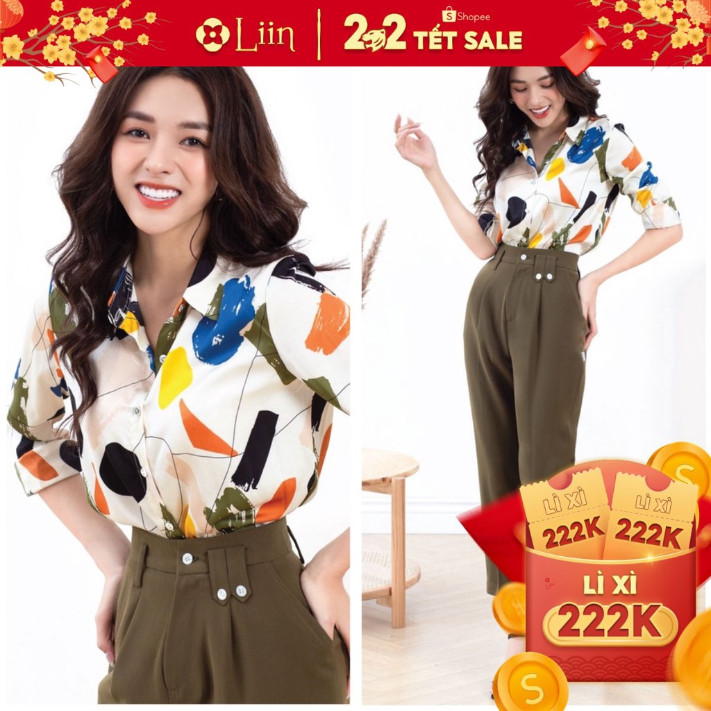 Áo Sơ Mi nữ cao cấp chất Lụa kết hợp Color xinh xắn Liin Clothing SM3132