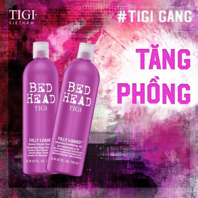 TIGI BỘ DẦU GỘI VÀ DẦU XẢ PHỤC HỒI VÀ TĂNG ĐỘ PHỒNG CHO TÓC BED HEAD 750ml (Màu tím)