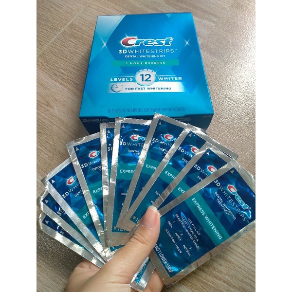 Tách lẻ Miếng dán răng Crest 3D Whitestrips 1 Hour Express (trắng cấp tốc)