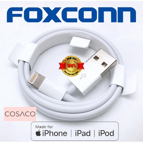 Cáp sạc iPhone iPad Airpods 1 2 3 ES39 i11 i12 FOXCONN 5V-1A- Bảo vệ thiết bị - Ổn định dòng điện - COSACO