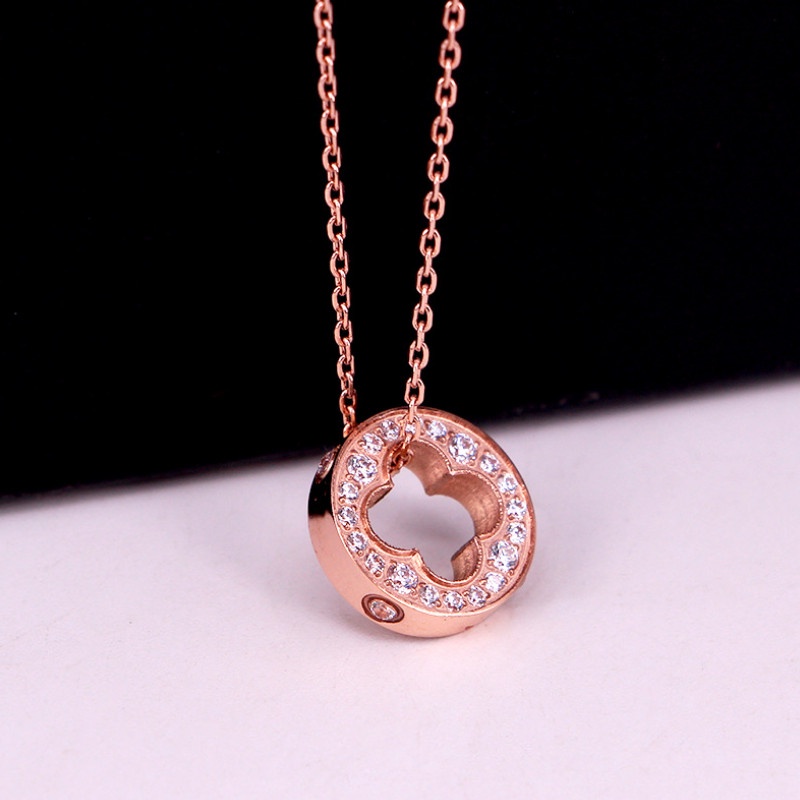 Dây Chuyền Khoen Tròn Cỏ 4 Lá Titan Ko Han Rỉ TT 3827