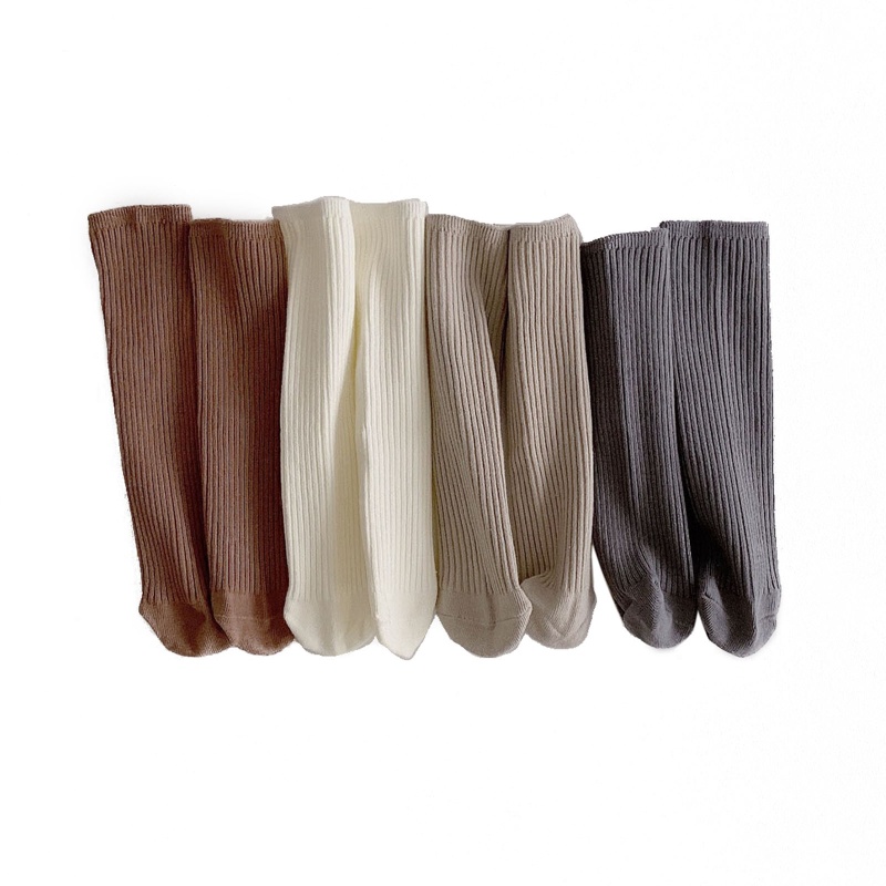 Vớ Cotton Dệt Kim Cổ Cao Thoáng Khí Phối Ren Màu Sắc Tinh Khiết Thân Thiện Với Làn Da Cho Em Bé Sơ Sinh