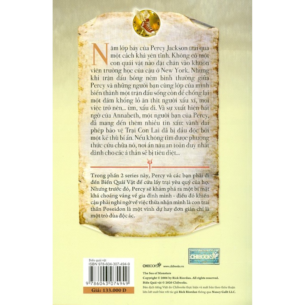 Sách - Biển Quái Vật (Phần 2 Series Percy Jackson Và Các Vị Thần Trên Đỉnh Olympus)