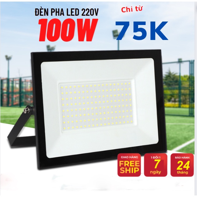 Đèn Pha Led Siêu Sáng 10W/20W/30W/50w/100w Chuyên Lắp Đặt Ngoài Trời, Chống Nước IP66