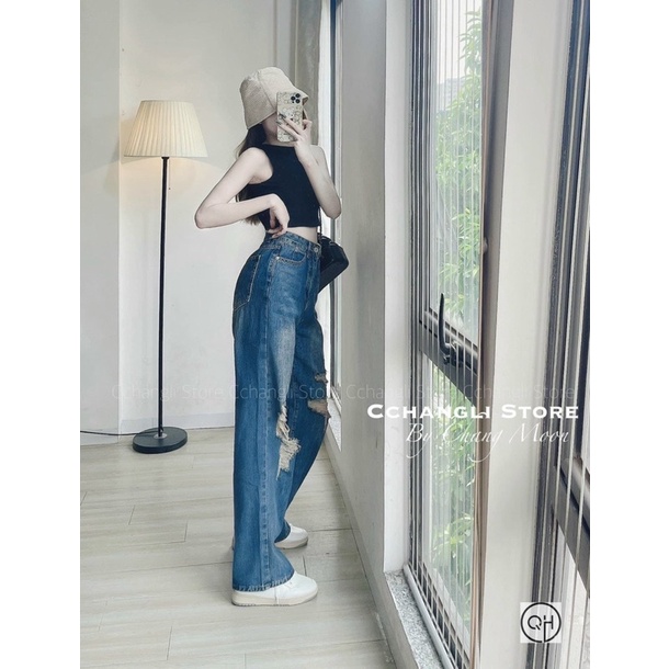 Quần ống xuông rách siêu hot chất đẹp