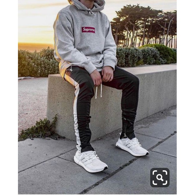 Quần Thun Ống Suông Track Pants Zipper 2 Sọc Nam Nữ Unisex