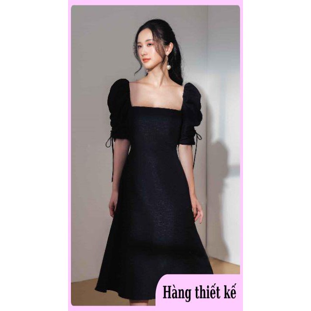 ( Hàng cao cấp ) Đầm dự tiệc cổ vuông tay bồng rút dây sang chảnh | BigBuy360 - bigbuy360.vn