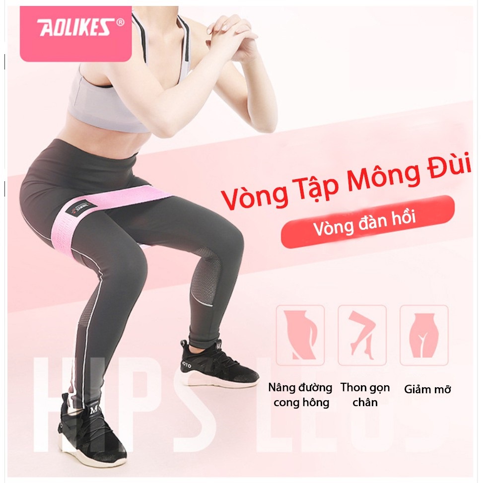 Dây kháng lực mini band tập gym, tập mông, power band đàn hồi vải chính hãng 3 cấp độ Aolikes 3604