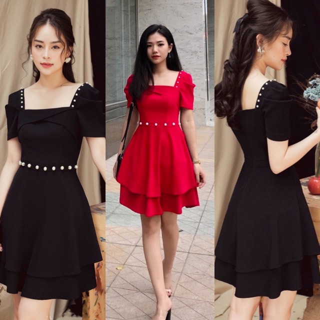 (Có bigsize) Đầm thun xòe tầng tay phồng thiết kế đi tiệc | đi làm | đi ăn cưới đều sang
