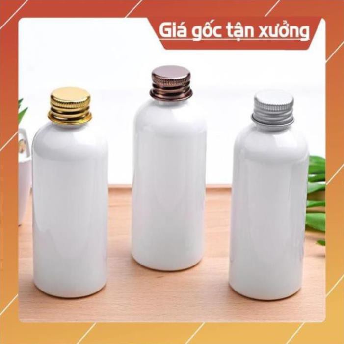 Chai Chiết Mĩ Phẩm ❤ Chai nắp nhôm trắng sữa 20ml,30ml,50ml,100ml , chai lọ nhựa pet chiết mỹ phẩm , phụ kiện du lịch