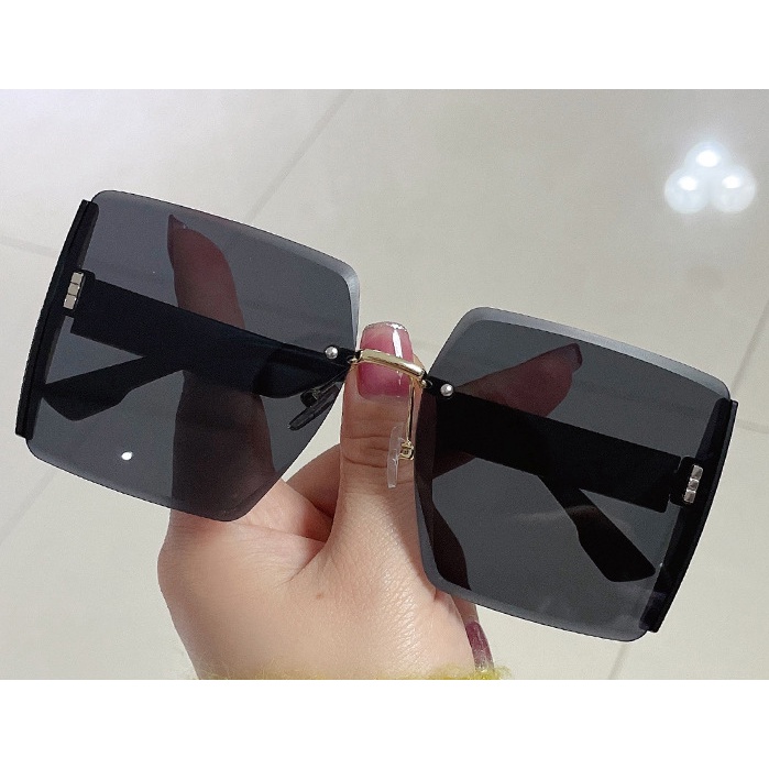 Kính mát SAMJUNE tròng vuông không gọng chống tia UV400 phong cách sang trọng thời trang cho nam và nữ