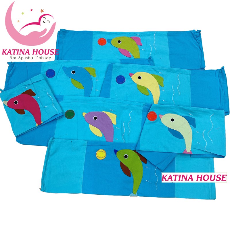 Vỏ áo gối ôm trẻ em, cotton cara đắp họa tiết dễ thương, nhiều size