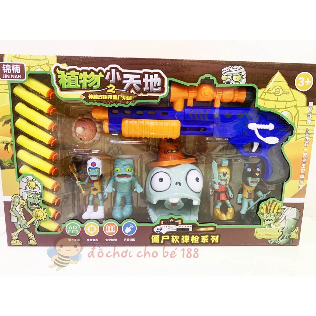 đồ chơi bắn bóng zombie + mô hình zombie