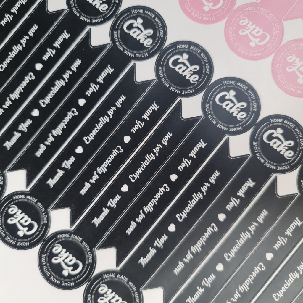 100 Tem dán niêm phong hộp bánh chữ Cake THANK YOU