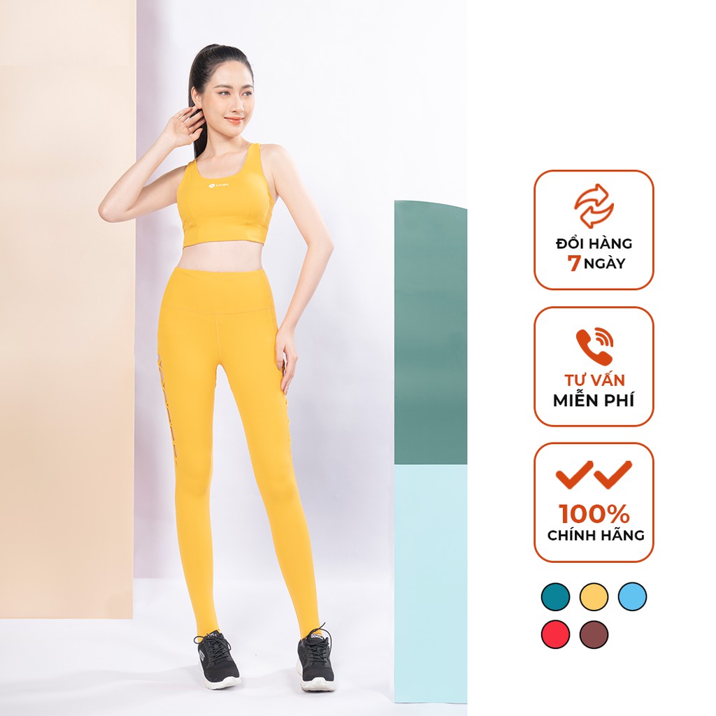 Bộ Đồ Tập Yoga Bra Lily & Quần Legging Dẫm Gót Livan Sport Tặng Kèm Mút Ngực