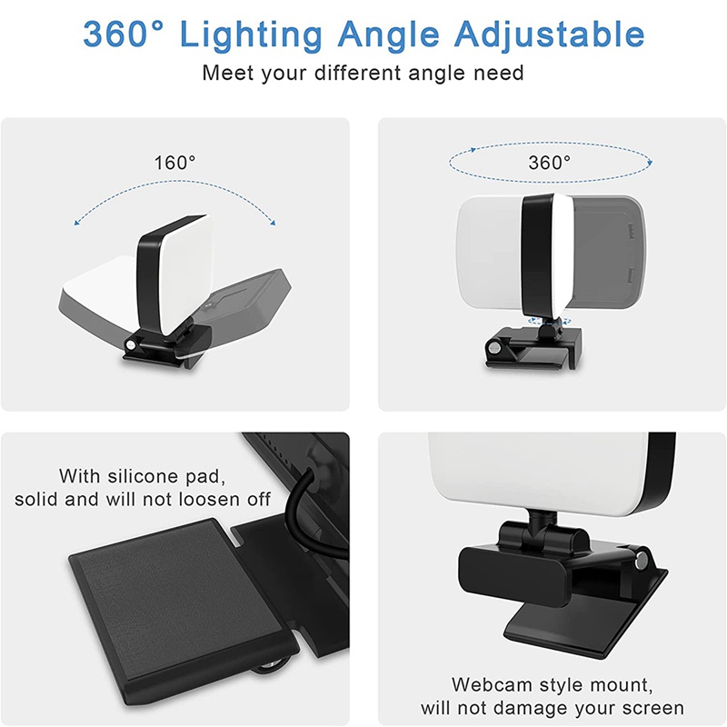 Webcam Light with 3 Light es and Stepless Dimming,Zoom Lighting for Video Recording/Live Streaming/Video Conferencing