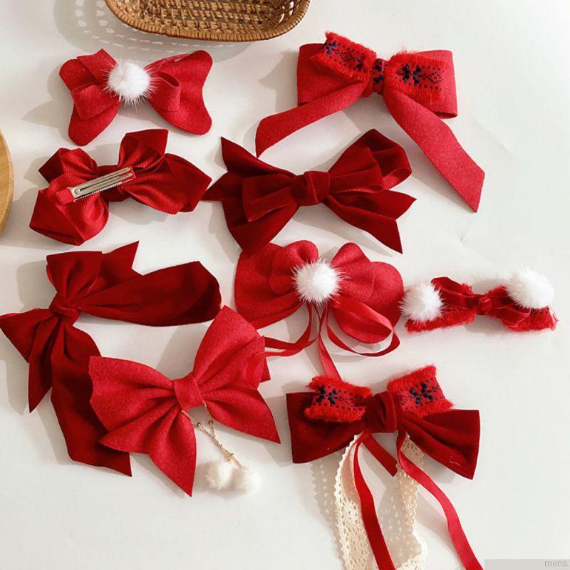 Kẹp tóc phối nơ đỏ xinh xắn chất lượng cao