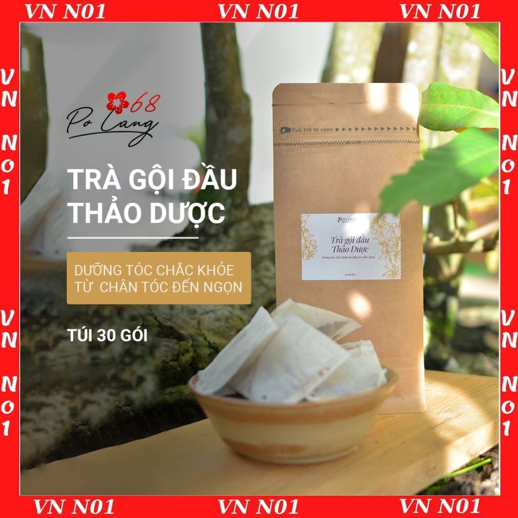 TRÀ GỘI ĐẦU THẢO DƯỢC PƠ LANG  NGĂN RỤNG TÓC, DƯỠNG TÓC MỀM MƯỢT, CHẮC KHỎE TỰ NHIÊN TÚI 30 GÓI