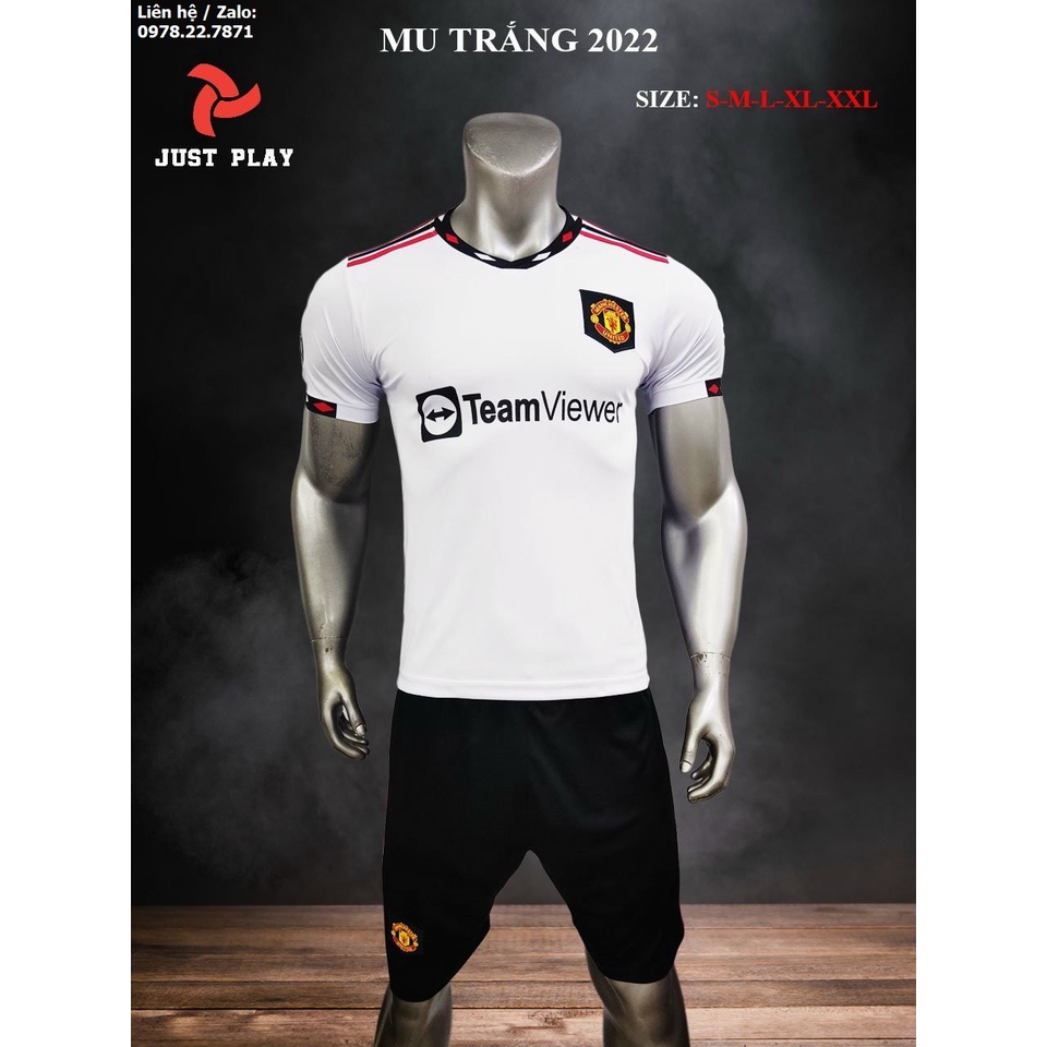 Bộ quần áo bóng đá, đồ đá banh Manchester United Sân Khách Màu Trắng 2022-2023 Vải Thun Lạnh Cao Cấp