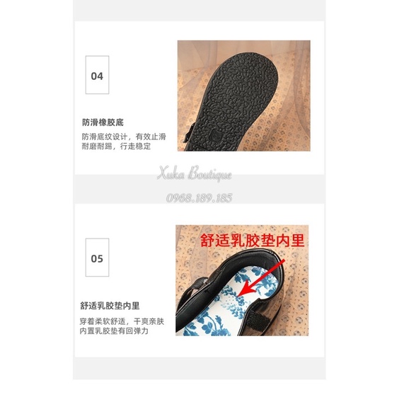 Giày Búp Bê GC Hoa Văn Cao Cấp Bé Gái