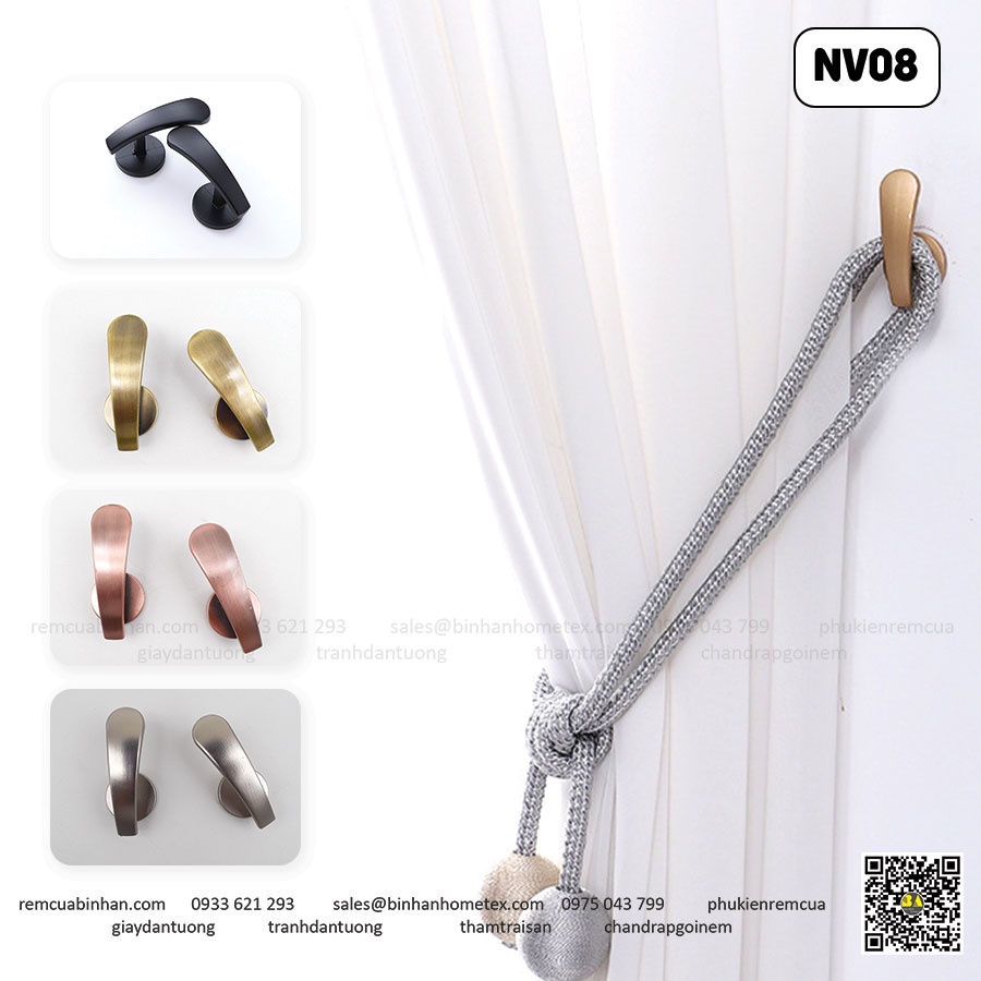 Set 1 Cặp Núm Vén Rèm Cửa Phụ Kiện Màn Rèm Cao Cấp NV08