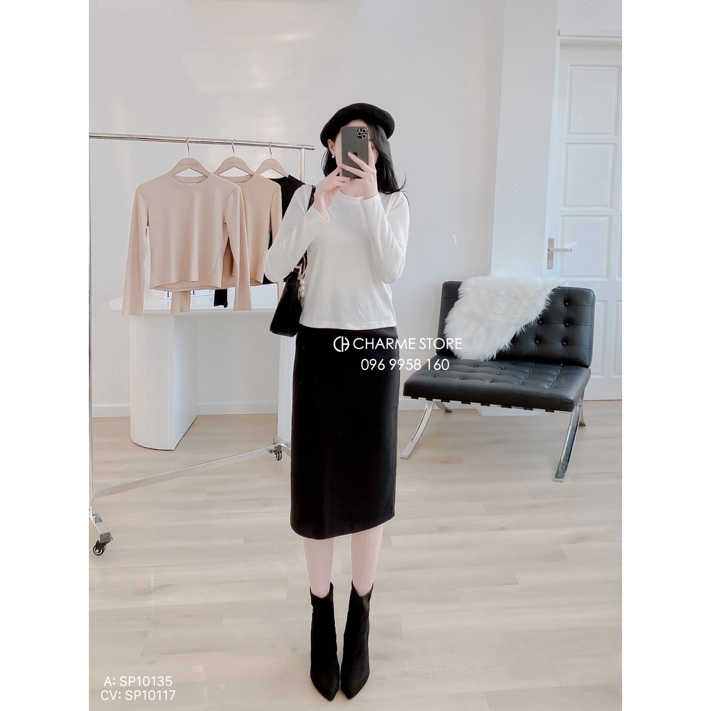 Áo len tăm nữ dài tay cổ tròn thiết kế Charme 10135 | BigBuy360 - bigbuy360.vn