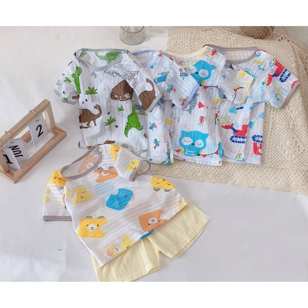 Bộ quần áo trẻ em cotton giấy - Bộ đồ cotton cho bé trai và bé gái (HN 240)