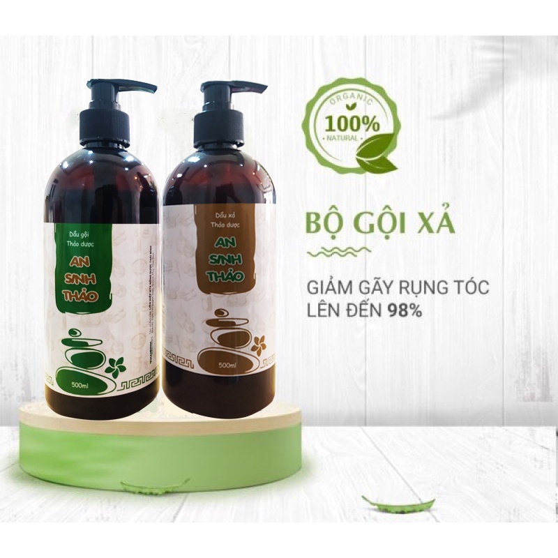 Dầu Gội - Dầu Xả AN SINH THẢO 500ml Sạch bã nhờn, gầu, giúp da đầu thoáng mát, dưỡng tóc, giúp tóc mềm mượt