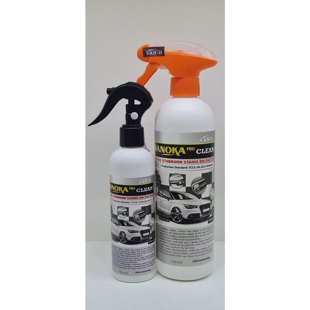 Tẩy kính ô tô NANOKA CLEAN 250ML, 550ml, tẩy mốc kính, ố kính chắn gió, vệ sinh lazang, nhựa cây trên sơn ôtô