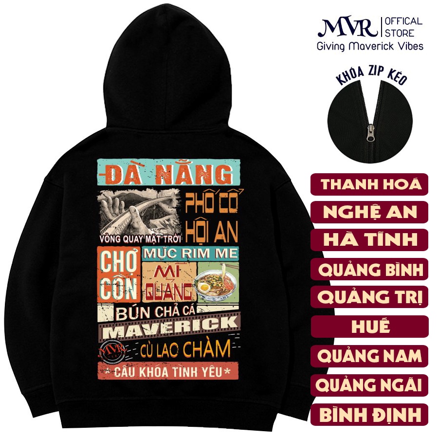 Áo khoác hoodie khóa kéo zip Đà Nẵng danang Tỉnh Biển Du Lịch Miền Trung Phú Yên Khánh Hoà Ninh Bình Thuận UNDER MVR