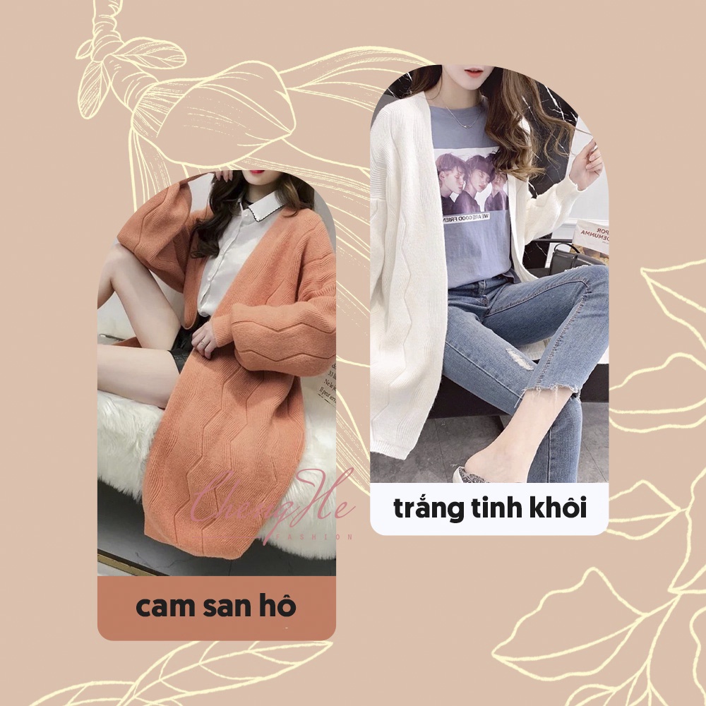 Áo khoác cardigan dáng rộng oversize kiểu dài dày dặn ấm áp thu đông A00167