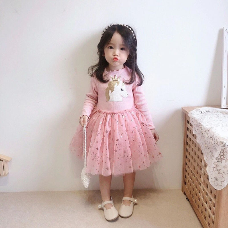 Đầm công chúa phối lưới xinh xắn thời trang cho bé gái