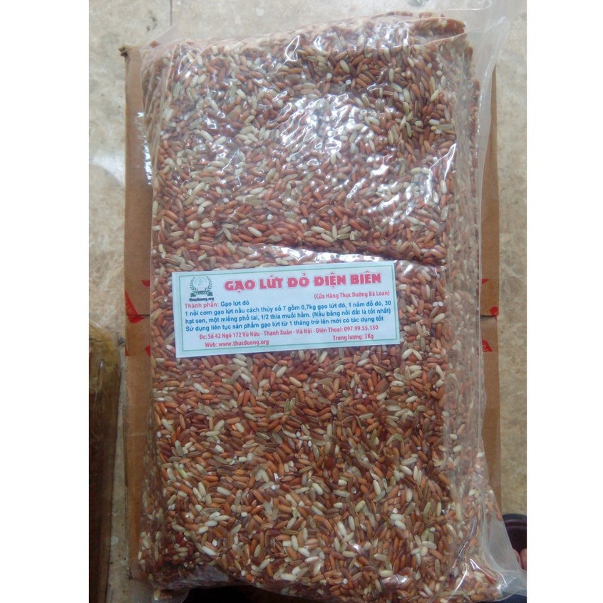 Gạo lứt đỏ điện biên loại dẻo Giảm Cân 3kg - Thực Dưỡng Bà Loan