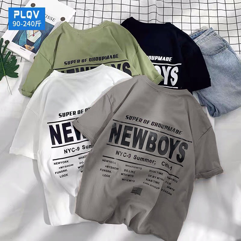 [ Ảnh Thật ] Áo thun tay lỡ form rộng họa tiết NEW BOY - Unisex nam nữ đều mặc được