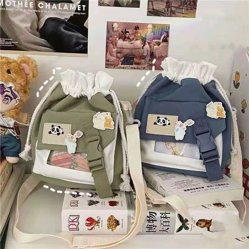 Túi đeo chéo vai bằng vải Canvas phong cách Hàn Quốc mới cho nữ