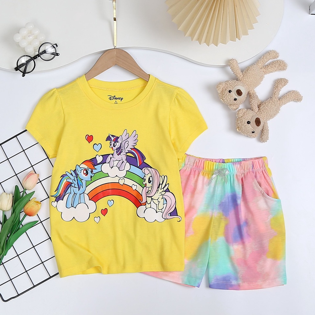 Bộ thun ngắn xuất dư Disnep họa tiết cho bé gái bé gái 15-45kg