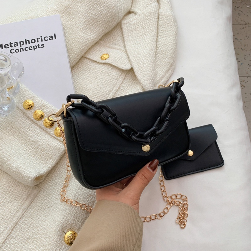 Túi Đeo Vai Một Bên Vai Màu Trơn Dây Xích Kiểu Hàn Quốc Cổ Điển Thời Trang Dành Cho Mẹ Và Bé