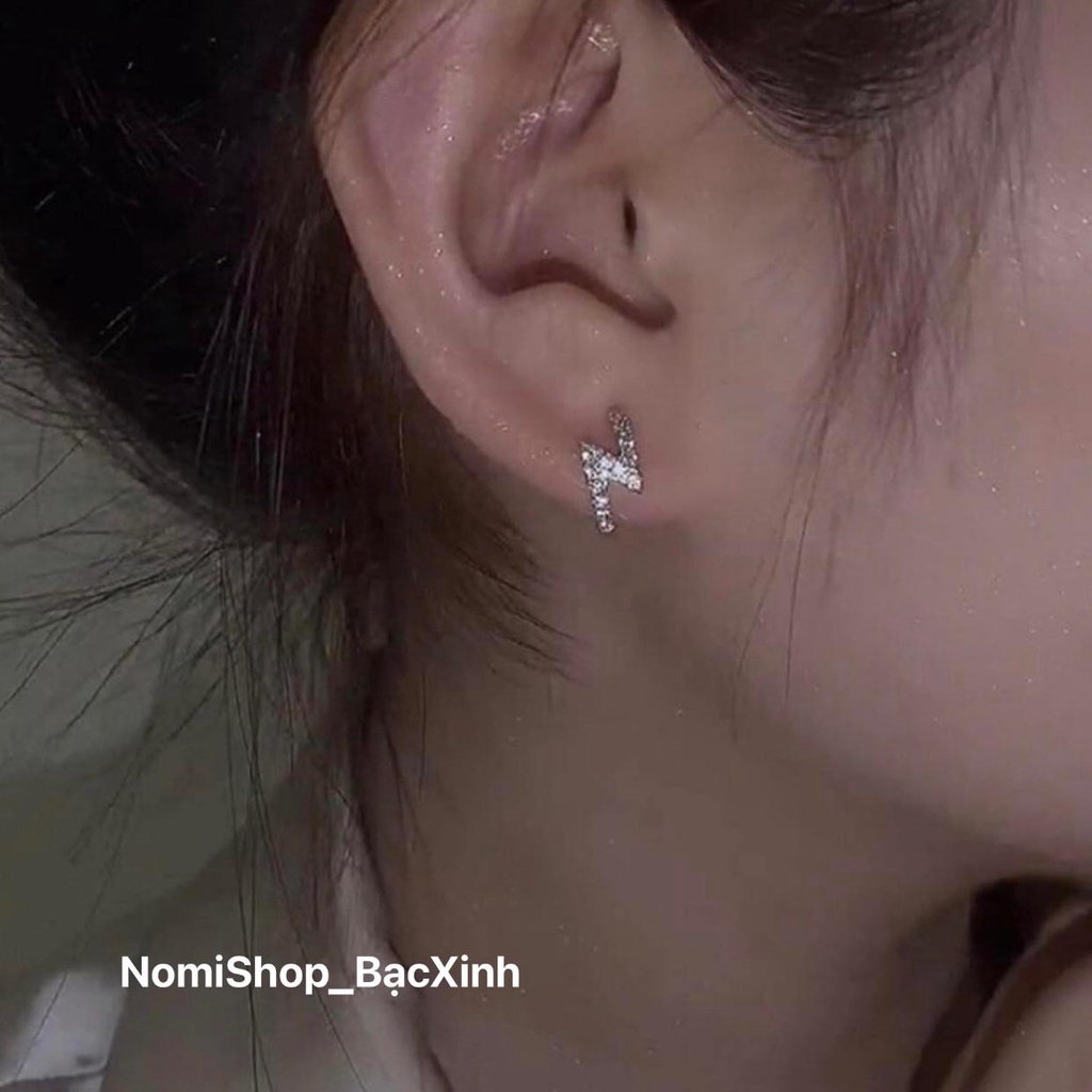 Bông tai hình tia sét xinh xắn độc đáo chuẩn bạc Mainomi Shop Bạc Xinh