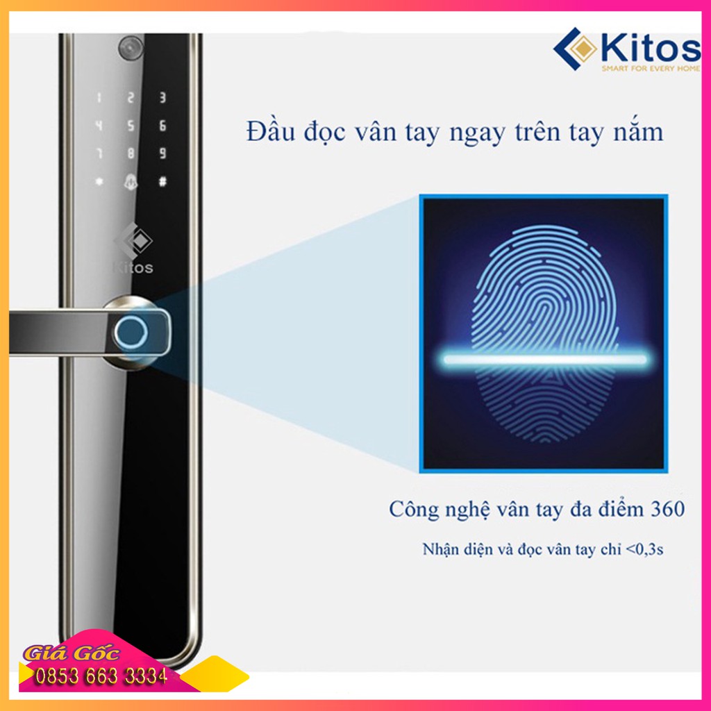 Khóa vân tay camera KITOS X3, Khóa cửa vân tay tự động, Khóa điện tử thông minh có Chuông hình nhập khẩu chính hãng