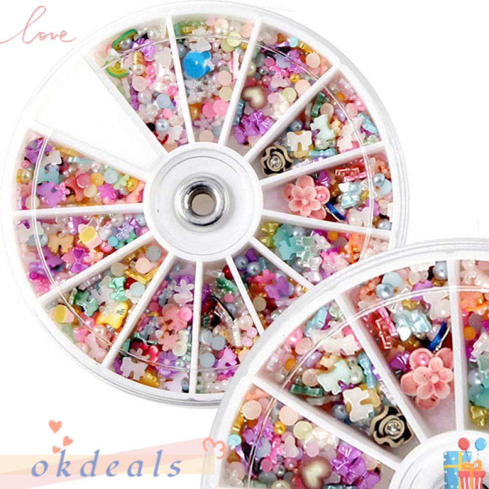 Set 1200 Hạt Cườm Hình Bánh Xe Dùng Trang Trí Móng Nghệ Thuật DIY