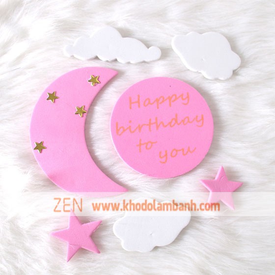 Topper bánh sinh nhật hiện đại - Mẫu trăng sao