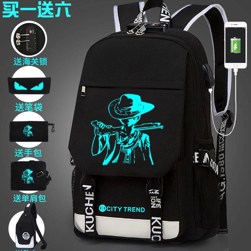 Ba lô đêm Phiên bản Hàn Quốc của Tide Công suất lớn Xu hướng thời trang Cover Oxford Vải Ba lô Nam Trường tiểu học