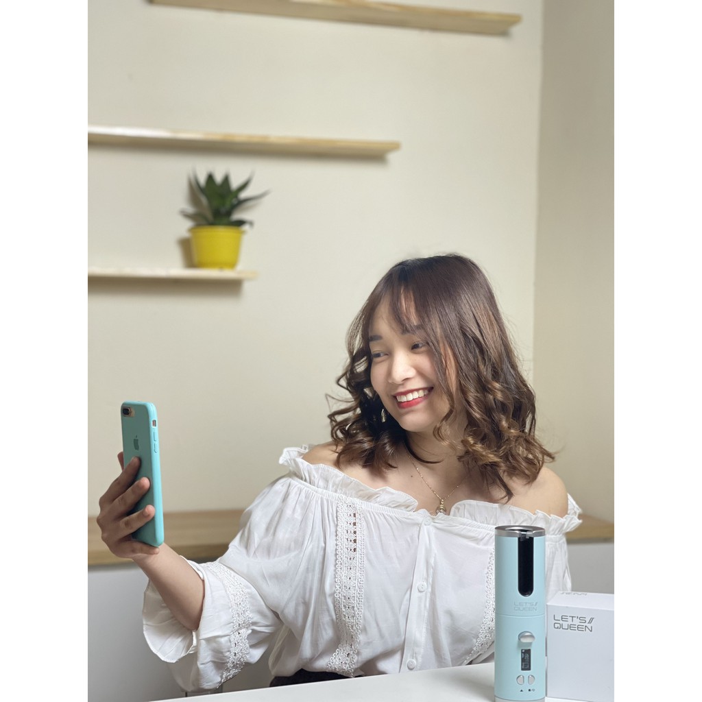 Máy uốn tóc tự xoay Let's Queen S100 Hàn Quốc