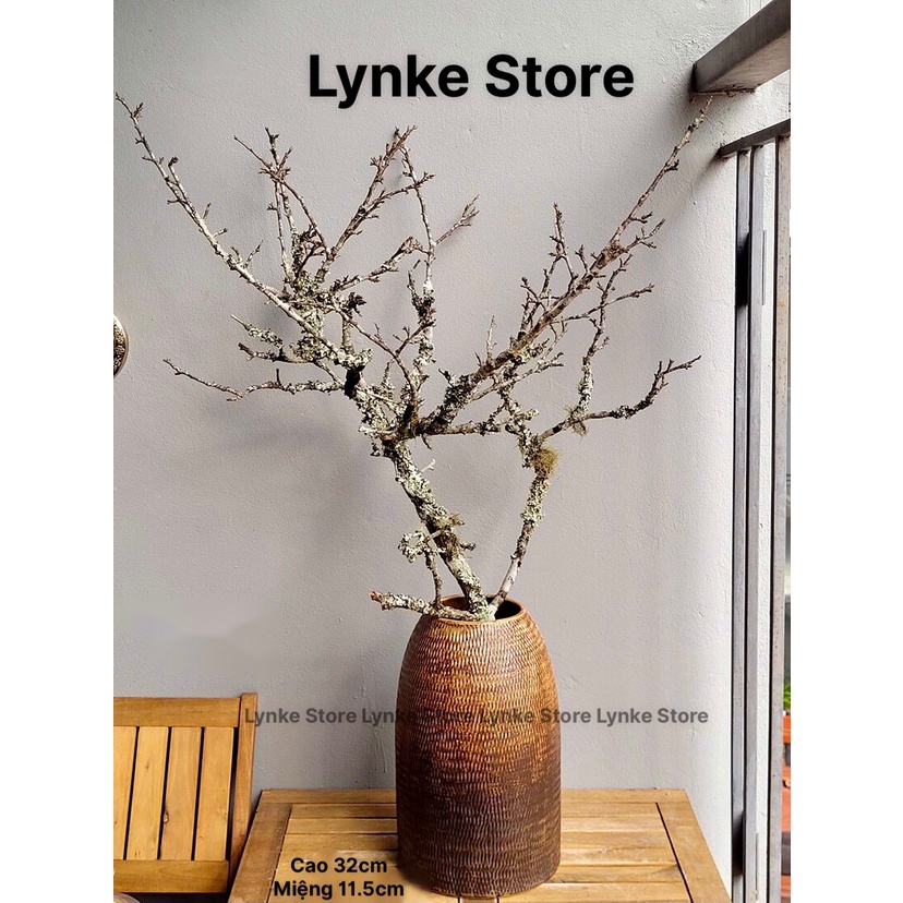 Bình Hoa Lọ Hoa Gốm Dáng Chuông To Khắc Vẽ Tay Thủ Công Gốm Sứ Bát Tràng - Lynke Store