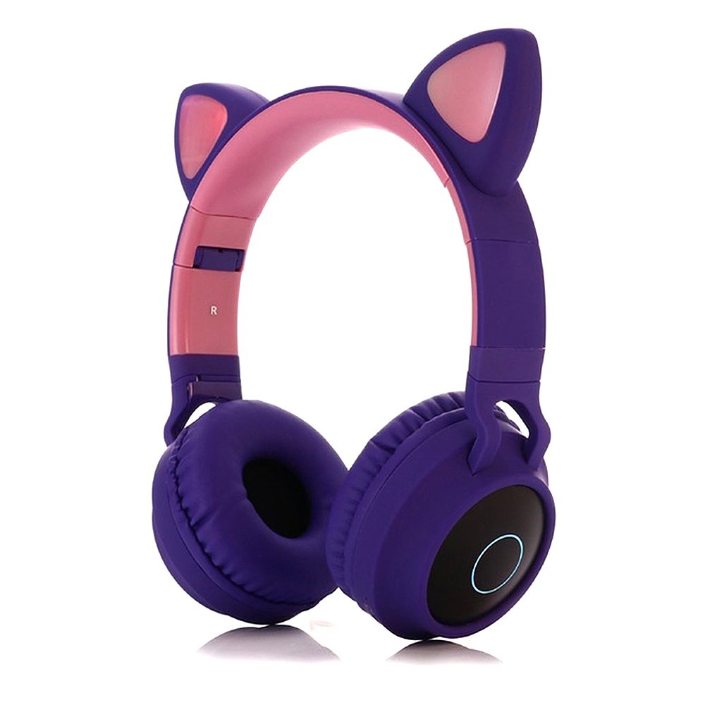 Exclusive® LED Cat Ear Wireless Headset RGB 3-Color Lights Noise Cancelling BT 5.0 Foldable Earphone TF Card/Radio 3.5mm Plug