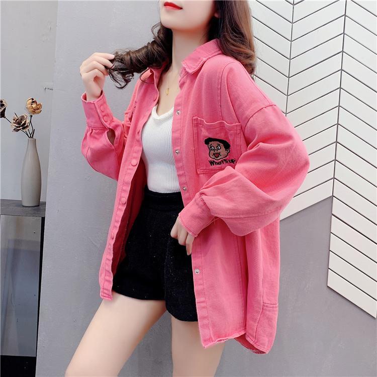 Áo Sơ Mi Denim Dài Tay Phong Cách Hàn Quốc Mới Cho Nữ