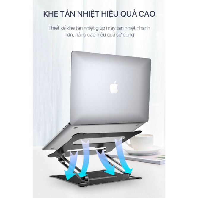 Giá Đỡ Laptop/Máy Tính Bảng VIVAN VLS01 Hợp Kim Nhôm Cao Cấp Tăng Giảm Chiều Cao Có Khe Tản Nhiệt - BẢO HÀNH 12 THÁNG